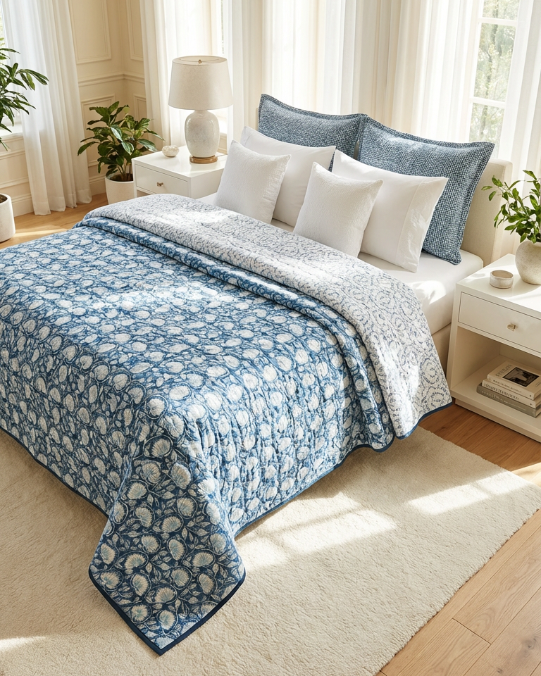 Blue Lotus Coverlet